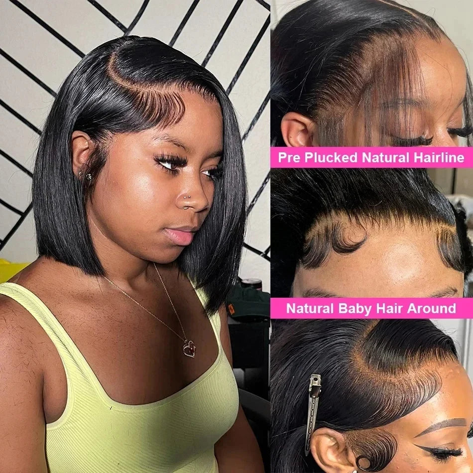 High‑Density Straight 13×4 Lace Frontal Bob Wig (Virgin Brazilian Human Hair)