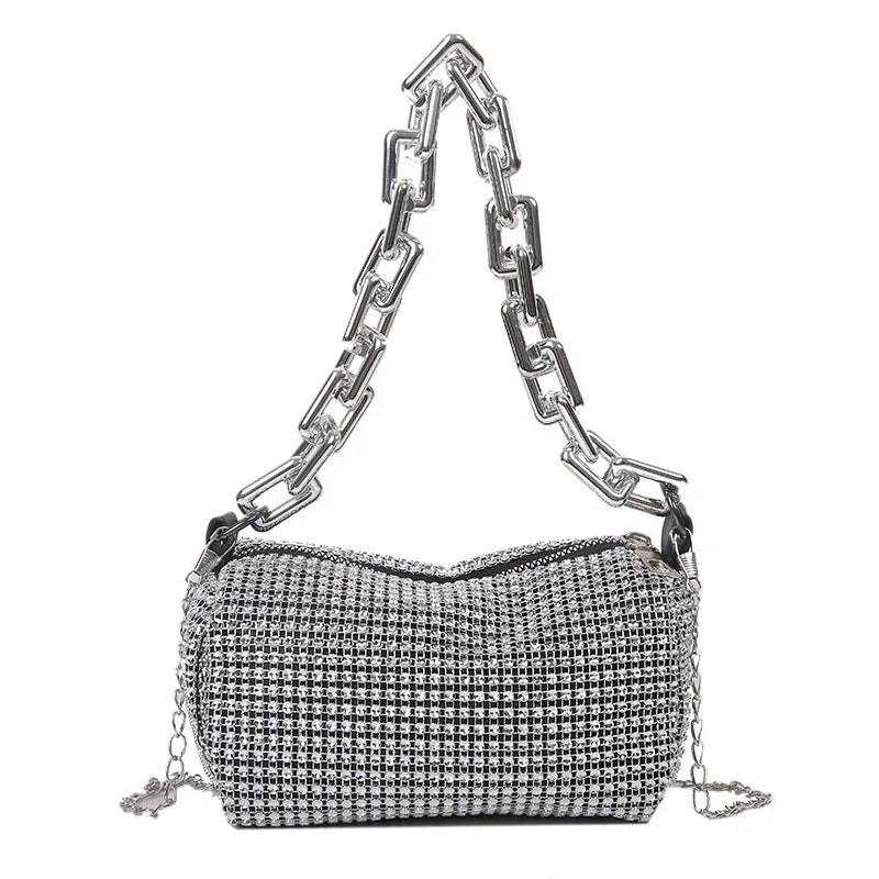 Women's Mini Crossbody Rhinestone Glitter Chain Bag (6.3*3.54) Inch