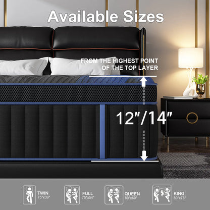 Hybrid Memory Foam Mattress — 12/14" Bed‑in‑Box