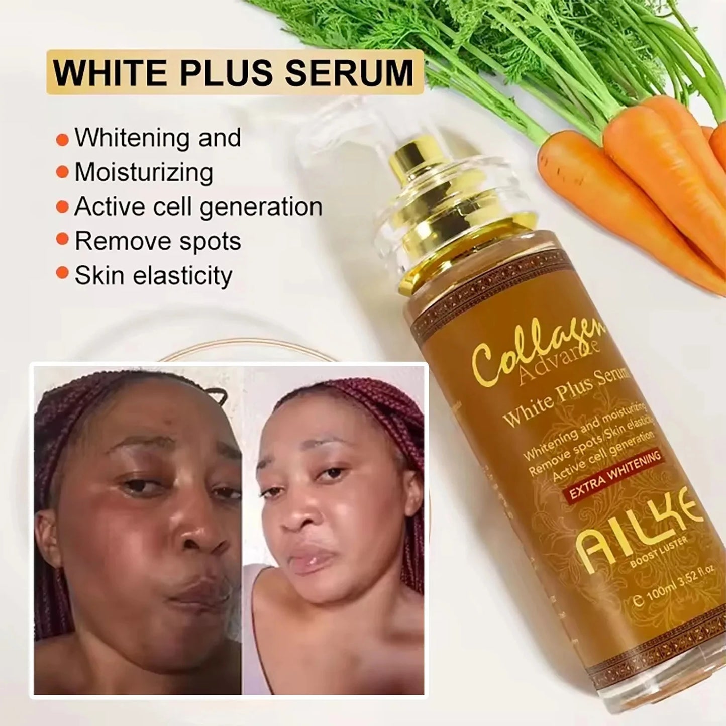 AILKE Collagen Whitening Kit, Skin Moisturizer, Hydration, Remove Dark Spots, Sun Spots, Freckles, Melanin, Even Skin Tone