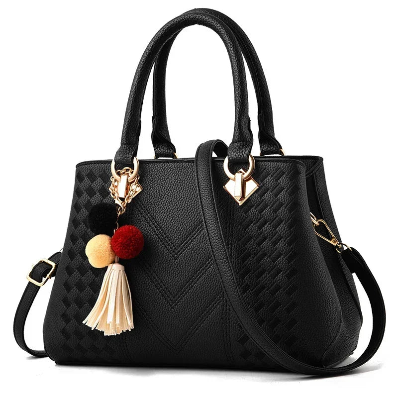 Women’s Large PU Shoulder Bag – Portable Bucket Crossbody Tote