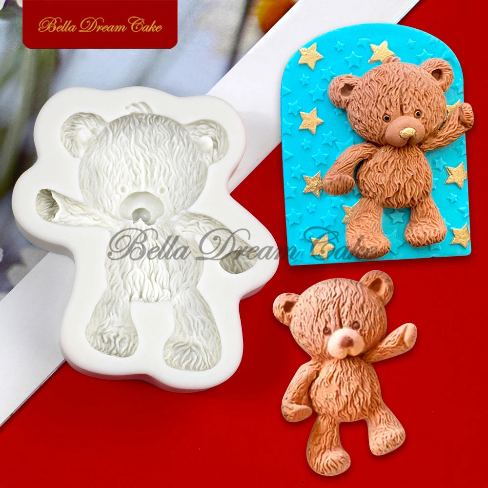 3D Fuzzy Bear Design Silicone Mold Fondant Chocolate Mould DIY Clay Model Cake Decorating Tools Kitchen Accessories Bakeware
