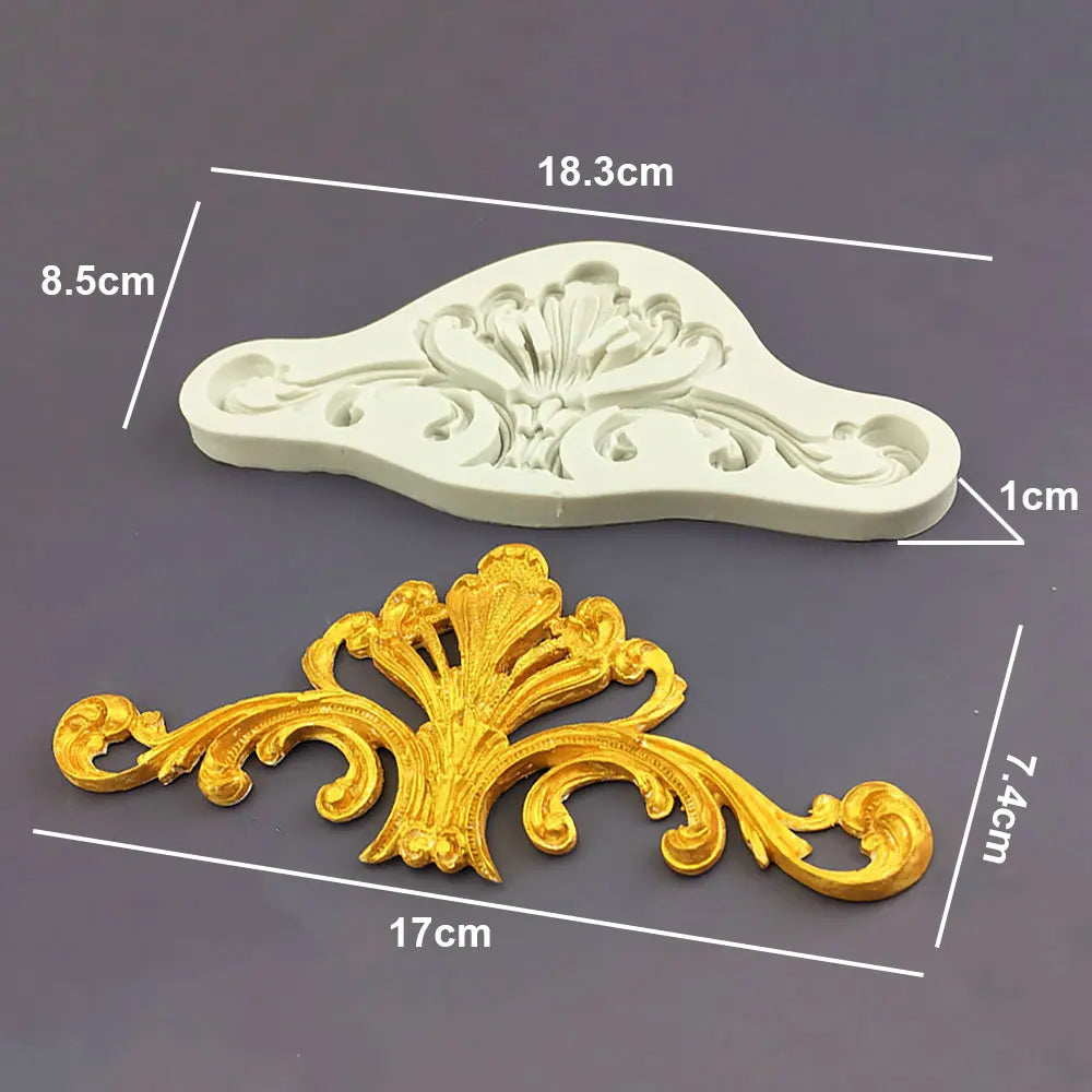 Silicone World DIY Baking Fondant Silicone Mold Handmade Sugar Flipping Cake Edge Decoration Mold Totem Gemstone Relief Mould