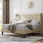 Queen Bed Frame with Diamond Tufted Wingback Headboard, Morden Upholstered Platform Bedframe, Sturdy Wooden Slats Support