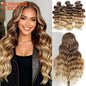 FASHION IDOL 24inch 300g/3pcs Deep Wave Crochet Hair Synthetic Water Wave Braiding Hair Ombre Rainbow color Fake Hair Extensions