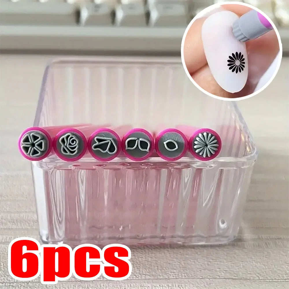4/6/10Pcs Set Nail Art Stamp Pen DIY Floral Butterfly Nail Graffiti Nail Dotting Tools Polishing Painting Drawing Manicure Tools