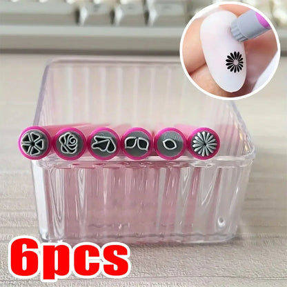 4/6/10Pcs Set Nail Art Stamp Pen DIY Floral Butterfly Nail Graffiti Nail Dotting Tools Polishing Painting Drawing Manicure Tools