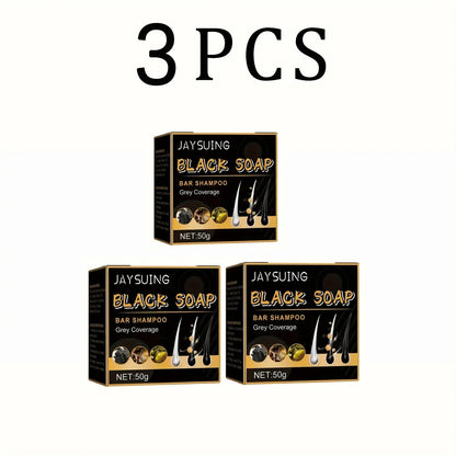 Polygonum Multiflorum Black Hair Soap Darkening Shampoo Bar Repair Gray White Color Dye Face Hair Body Shampoo For Man Women