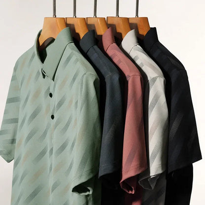 Men's Business Casual Short Sleeved Printed Polo Shirt Fashionable Breathable Comfortable and Versatile Top