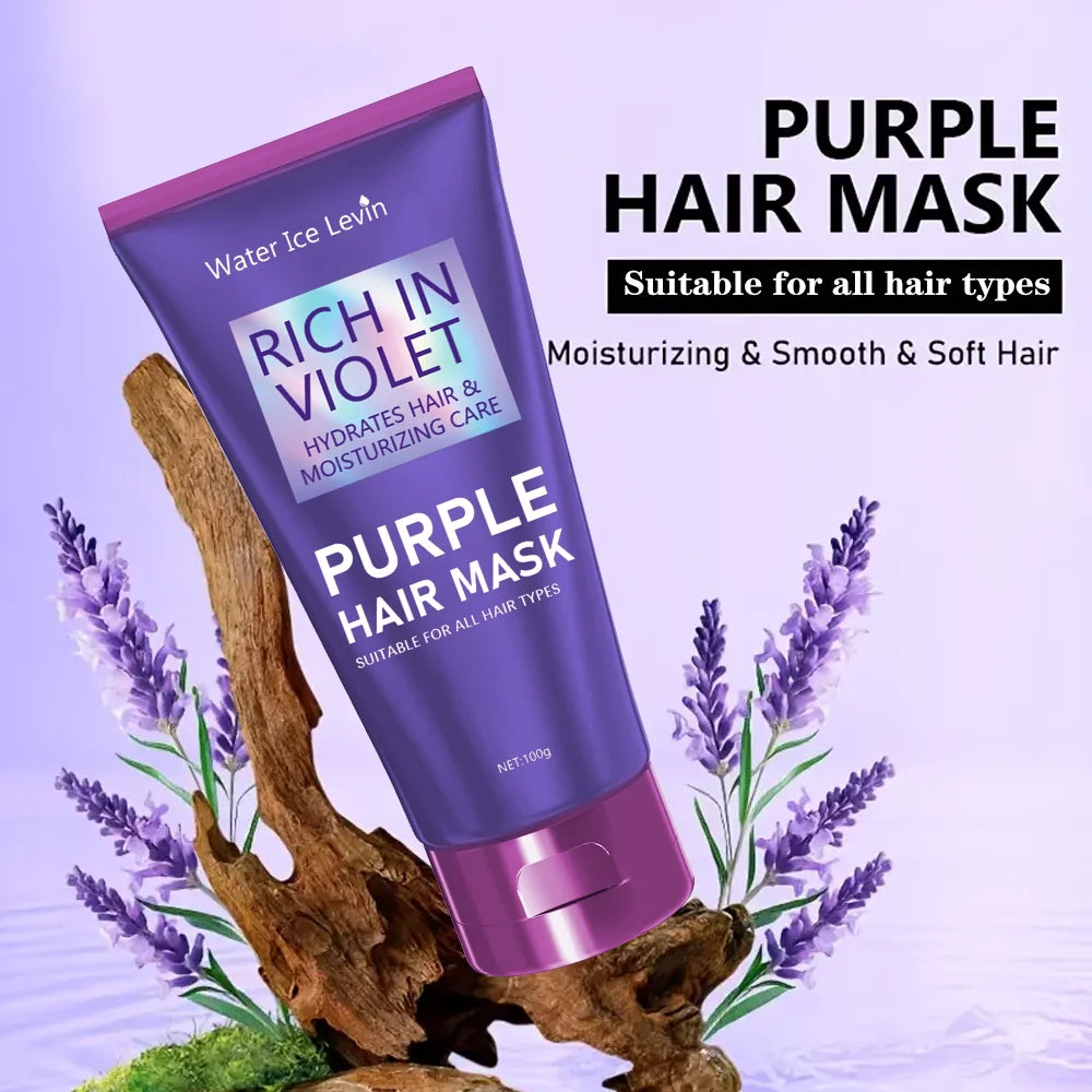 Purple Repair Damaged Hair Mask- Keratin Deep Nourishing Dry Frizzy Collagen Magical -5 Second to Soft Shiny Hair