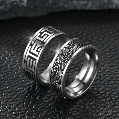 Men’s Titanium Steel Retro Ring – Handmade Fashion Statement Band