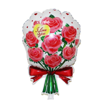 Cute Bear Foil Balloons with Flowers – Valentine’s, Wedding, Anniversary & Birthday Decoration