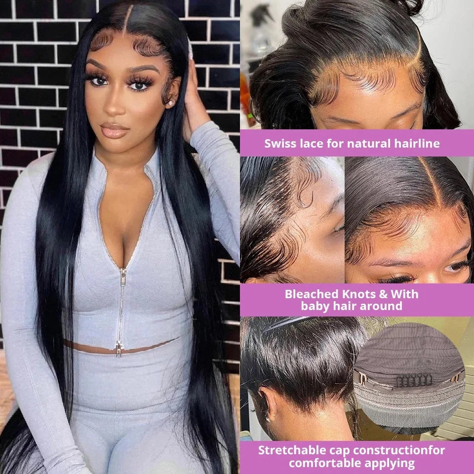HD Glueless Bone Straight Human Hair Wig (5×7 / 13×4 / 13×6 Options)