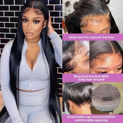 HD Glueless Bone Straight Human Hair Wig (5×7 / 13×4 / 13×6 Options)