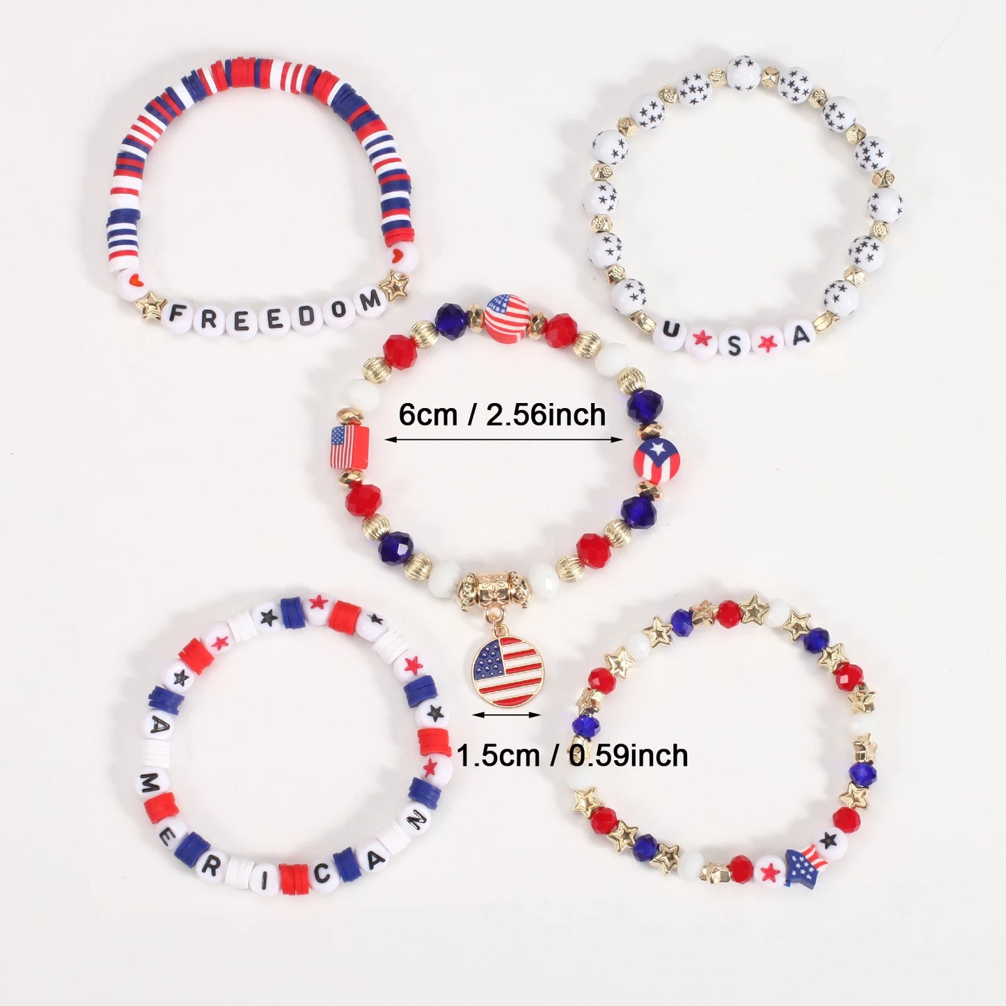 4th of July Independence Day St.Patrick’s Day Bracelets for Women Girls Charm Bracelet Beaded Stretch Bracelet