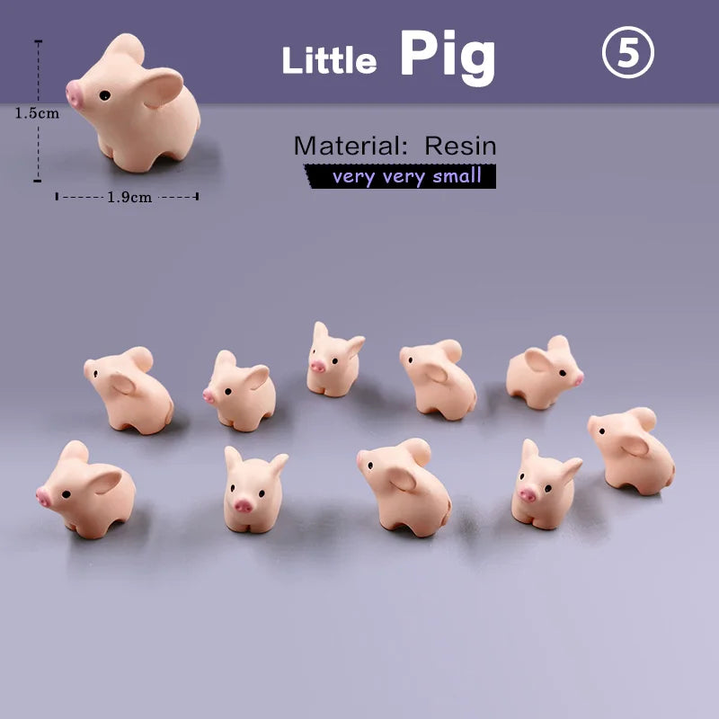 10Pcs Easter Rabbit Dinosaurs Capybara Duck Fox Pig Cat Turtle Frog Bird Figurine Miniature Fairy Garden Decoration Accessories