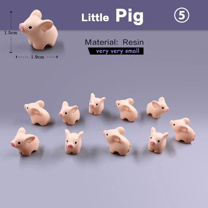 10Pcs Easter Rabbit Dinosaurs Capybara Duck Fox Pig Cat Turtle Frog Bird Figurine Miniature Fairy Garden Decoration Accessories