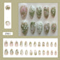24pcs White Flower Fake Press on Nail Tips Yellow Pink Blush Full Cover Almond Shaped