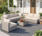 7‑Piece Wicker Rattan Patio Sofa Set with Coffee Table & Cushions
