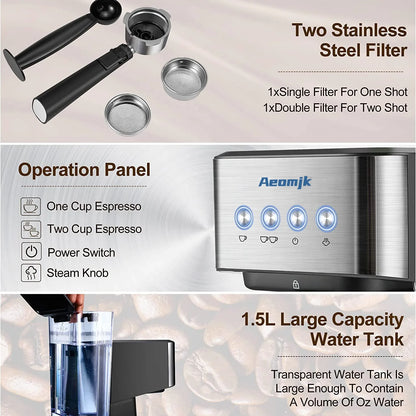 Italian Semi‑Automatic Coffee Machine – High‑Pressure Milk Foam