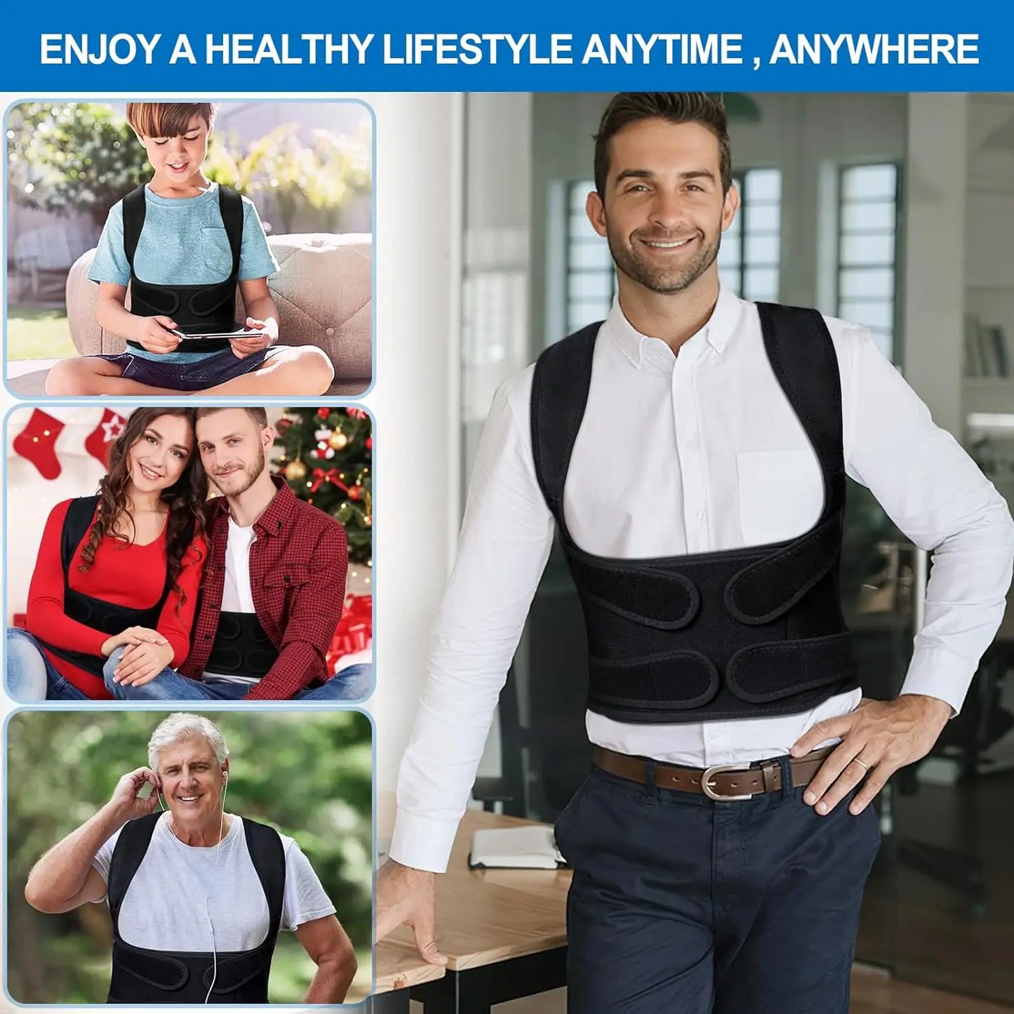 Back Brace Posture Support for Women and Men, Shoulder Straightener, Adjustable Full Back Support, Upper and Lower Back  Brace