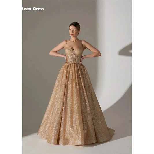 Women's Wedding Party Elegant Evening Spaghetti Straps Sleeveless Long Dress