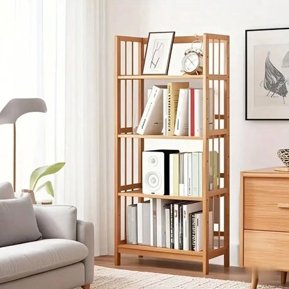 Senmeo Narrow Bamboo Bookshelf with Adjustable Shelves (4–5 Tier)