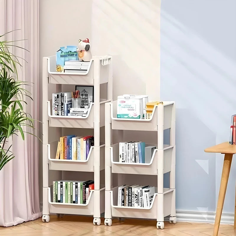 Mobile Kitchen Organizer Rack — Snack, Toy & Book Trolley w/ Wheels