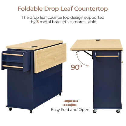 60.2" Kitchen Islands with Storage, Rolling Island Table with Trash Can Storage Cabinet, Mobile Island Cart with, Customized