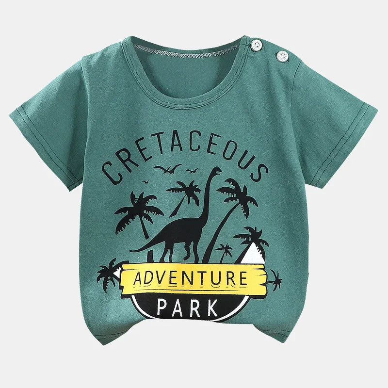 Children's  Cartoon Print T-Shirt  Short Sleeve 100% Cotton