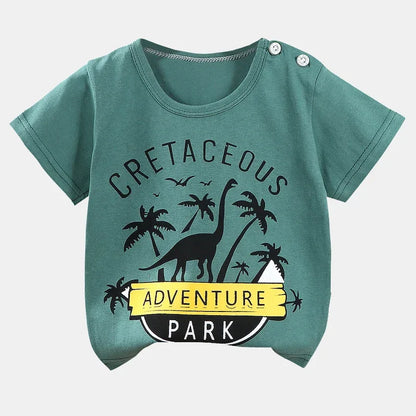 Children's  Cartoon Print T-Shirt  Short Sleeve 100% Cotton