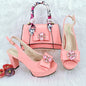 Doershow beautiful Italian shoe and bag set, featuring new shoes and matching bags from Italy in a stunning pink color, model HFG1-23.