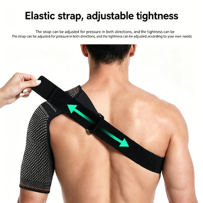Shoulder Stability Brace Adjustable Knitted Compression Shoulder Sleeve Fits Left & Right Shoulder Basketball Running Cycling