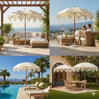 Reversible Triangle Fringe Umbrella — No Base Needed  UPF50+