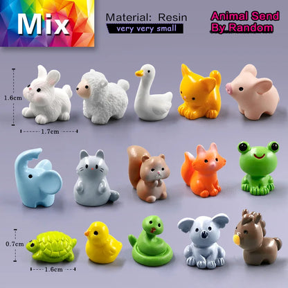 10Pcs Easter Rabbit Squirrel Elephant Fox Sheep Duck Pig Cat Frog Snake Figurine Miniature Fairy Garden Decoration Accessories