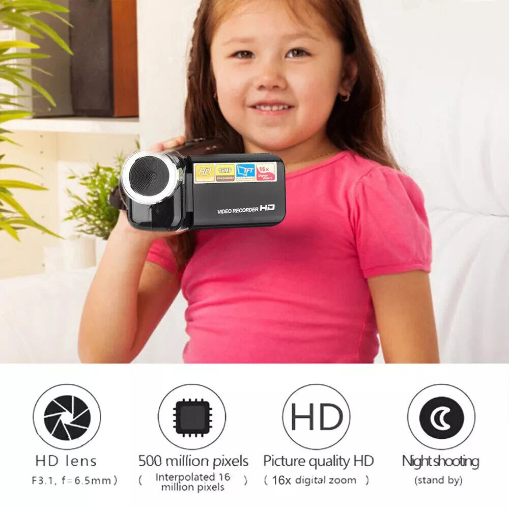 1080P 16MP Digital Camera &amp; Rotatable Screen Camcorder (16X Zoom, Fill Light)