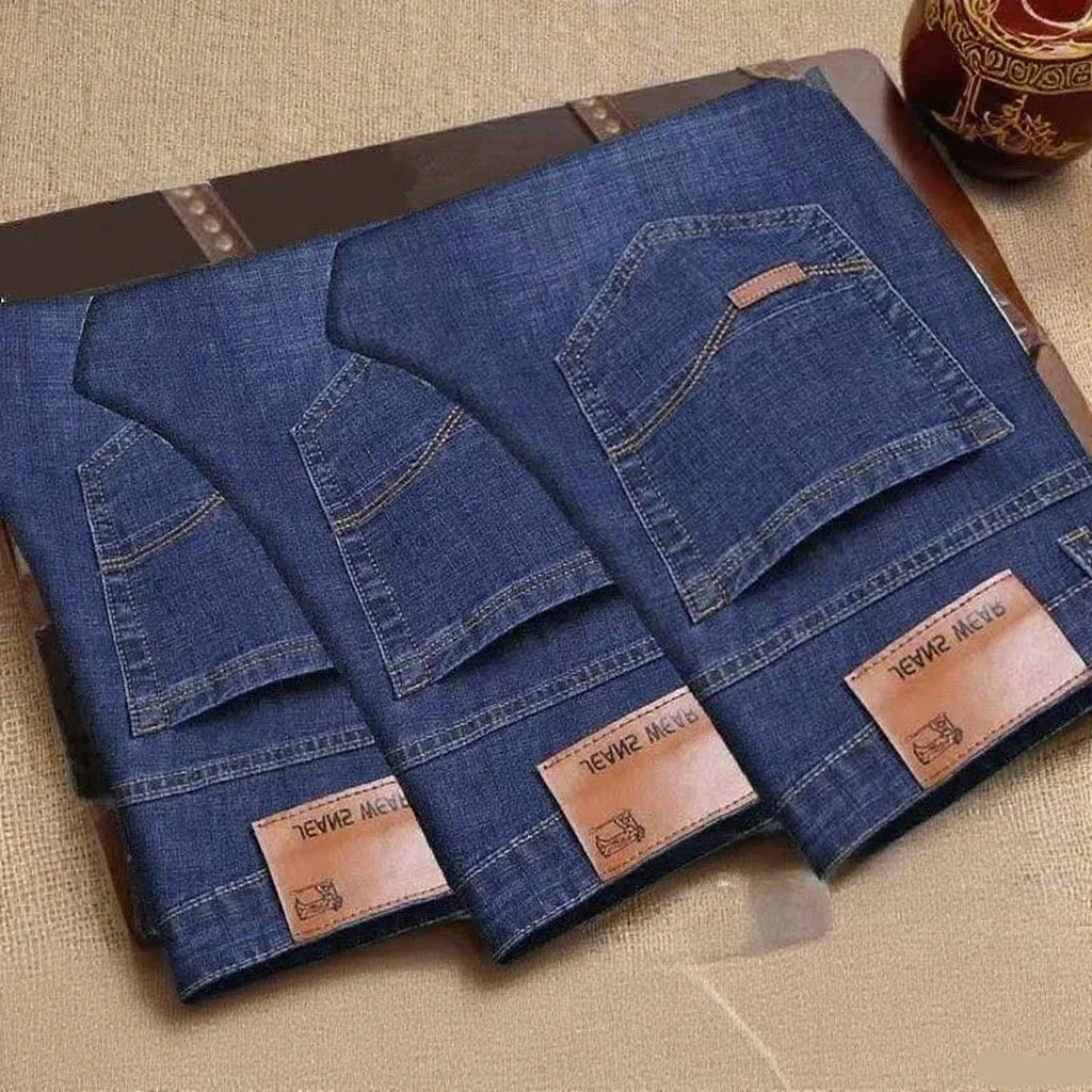 Men’s Business Casual Stretch Jeans (Straight Fit, Classic Denim Trousers)