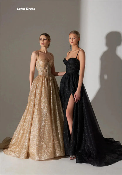 Women's Wedding Party Elegant Evening Spaghetti Straps Sleeveless Long Dress