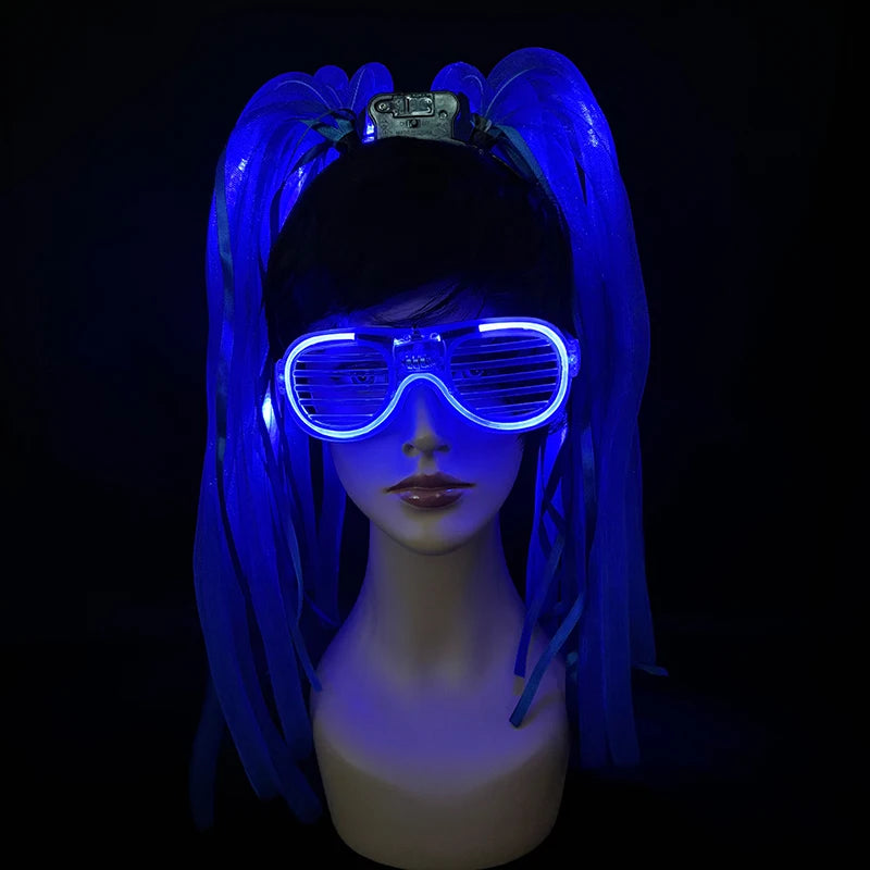 Disco Luminous Flashing Noodles Headband Light up Braid Headband Girl Women Bar Club Night Show Headwear Supplies
