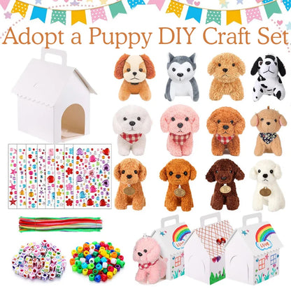 12–36 Sets DIY Adopt‑A‑Puppy Party Favors – Make Your Own Stuffed Animal Kit with Doghouse, Bead Pets & Necklace