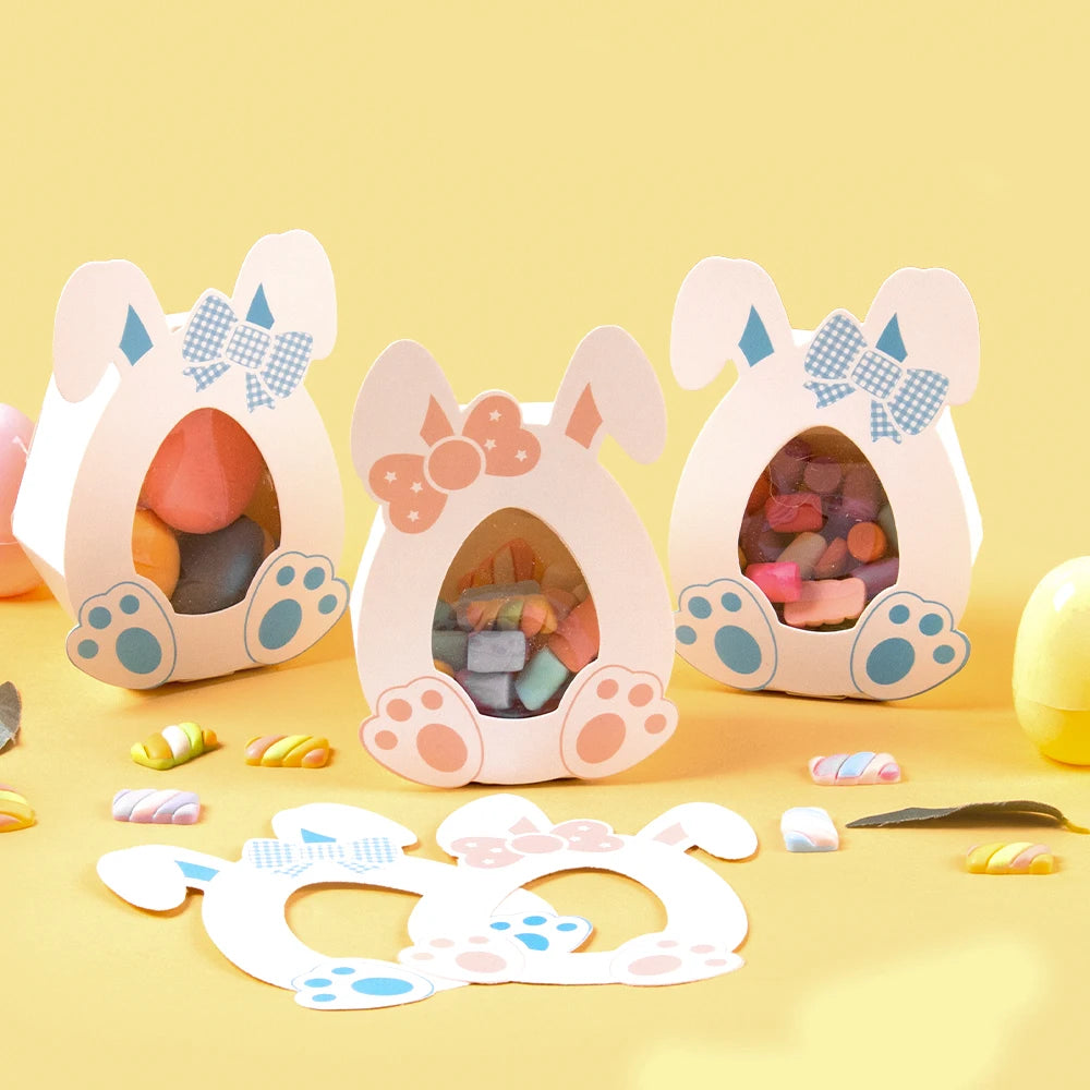 10/20pcs Easter Egg Candy Cookie Boxes Pink Blue Carton Bunny Shape Boxes for Spring Easter Party Gift Packing Boxes Decorations