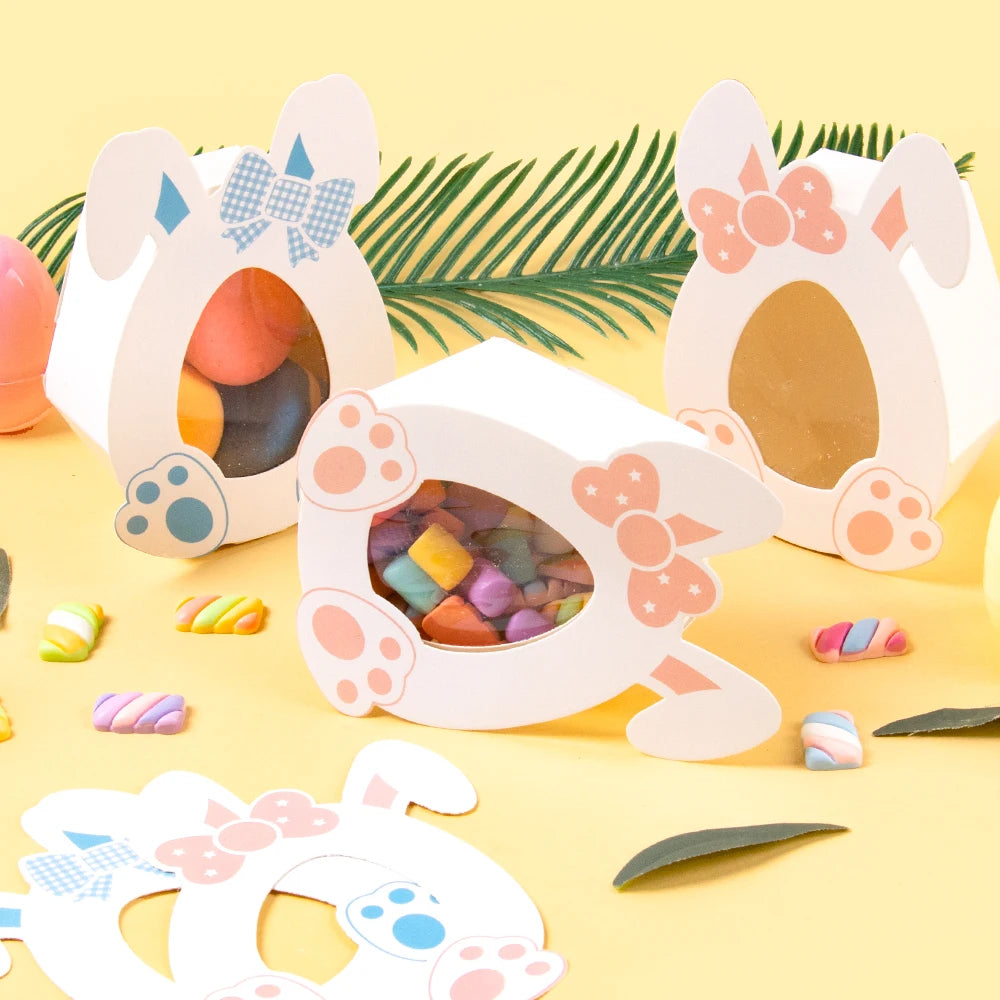 10/20pcs Easter Egg Candy Cookie Boxes Pink Blue Carton Bunny Shape Boxes for Spring Easter Party Gift Packing Boxes Decorations