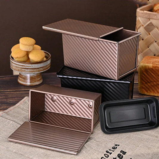 Golden Non‑Stick Loaf Pan with Lid – Easy‑Clean Oven Baking Mold