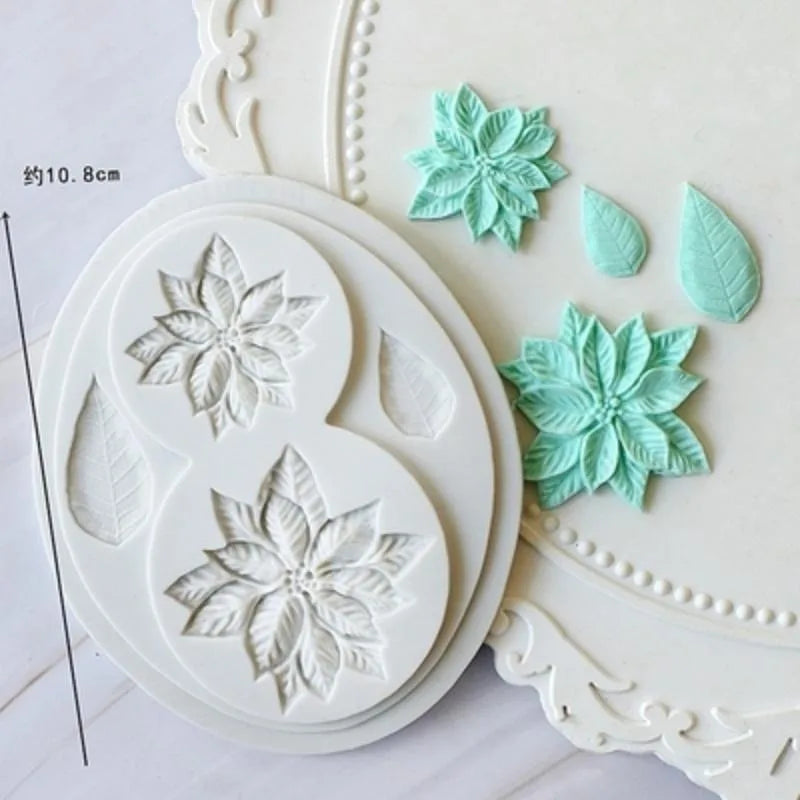 Christmas Flower Silicone Mold Fondant Mold Cake Decorating Tools Sugarcraft Chocolate Gumpaste Mold Kitchen Baking Tool
