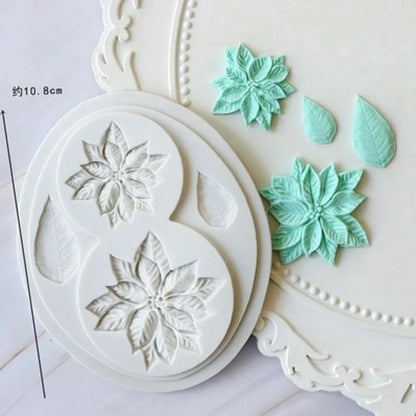 Christmas Flower Silicone Mold Fondant Mold Cake Decorating Tools Sugarcraft Chocolate Gumpaste Mold Kitchen Baking Tool