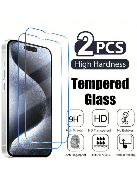 HD Tempered Glass Screen Protector - 2 Pack, 9H Compatibility for iPhone 6 to 16 Series, Including Pro Max Models