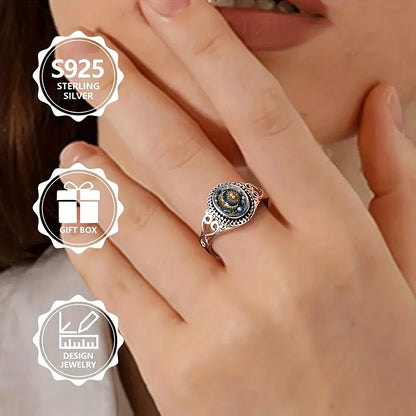 Silvery Ring, Stylish Sun, Moon, And Stars, Cosmic Wonders, Bohemian Engagement And Wedding Jewelry, Oval-Shaped Everyday Gift, Jewelry for All Seasons | Bohemian Ring | Durable Metal Ring, Seasonal Jewelry, Wedding Band, Cel