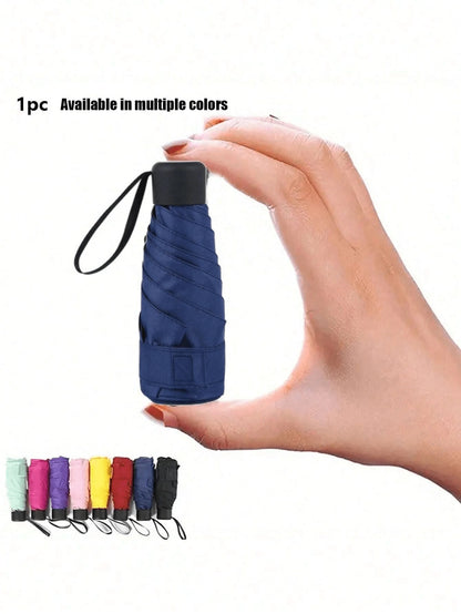 Capsule Sun Umbrella Female Sunscreen UV Protection Sun and Rain Umbrella Two-In-One Mini Five-Fold Ultra-Light and Compact Portable for School,Office,Household,Travel, Back to School Supplies