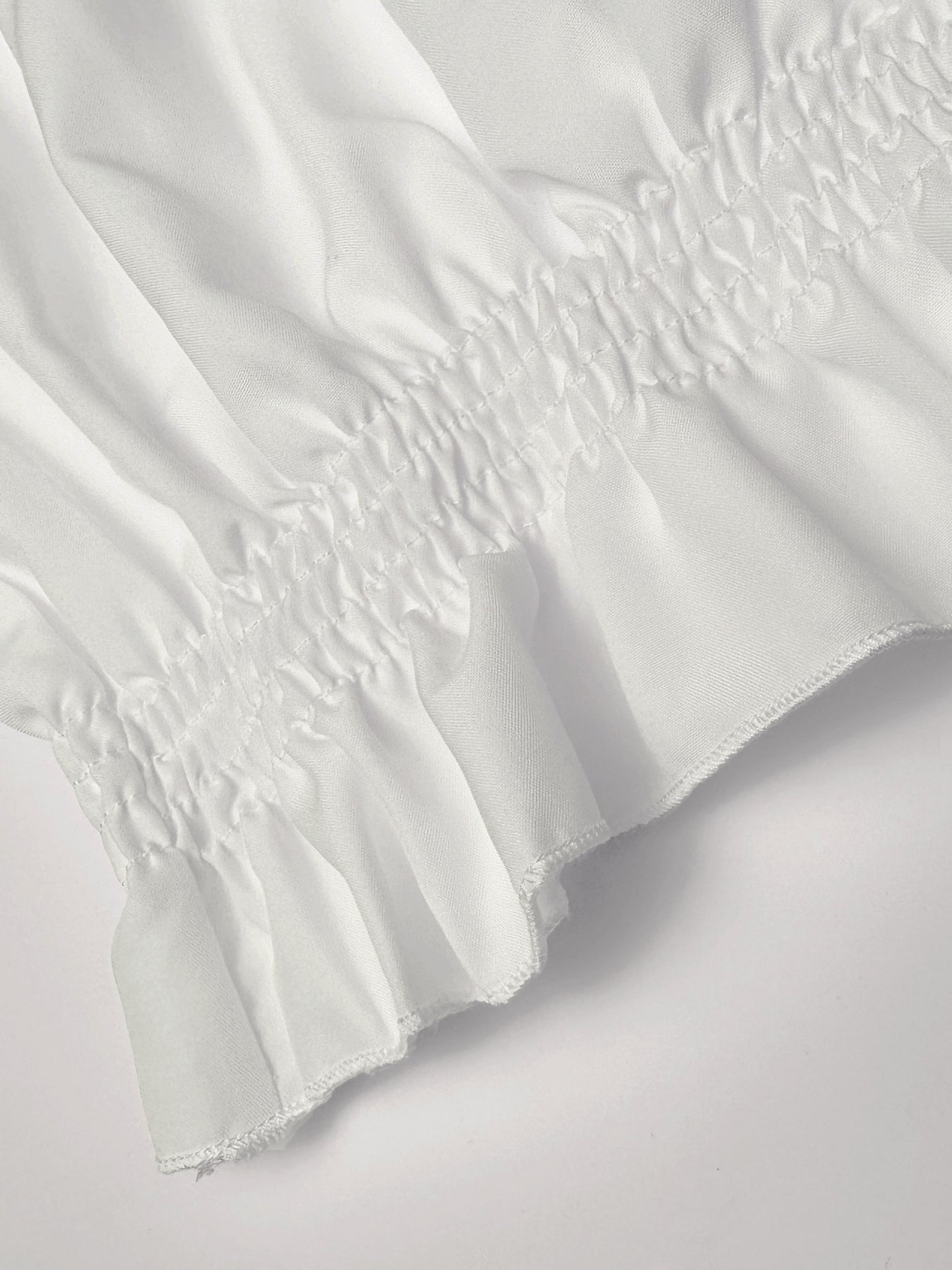 Chic Off Shoulder Ruffle Trim Blouse - Soft Micro Elastic Polyester Fabric, Shirred Details, Solid Color, Casual Long Sleeve Top for Women - Perfect for Spring, Fall, and Summer