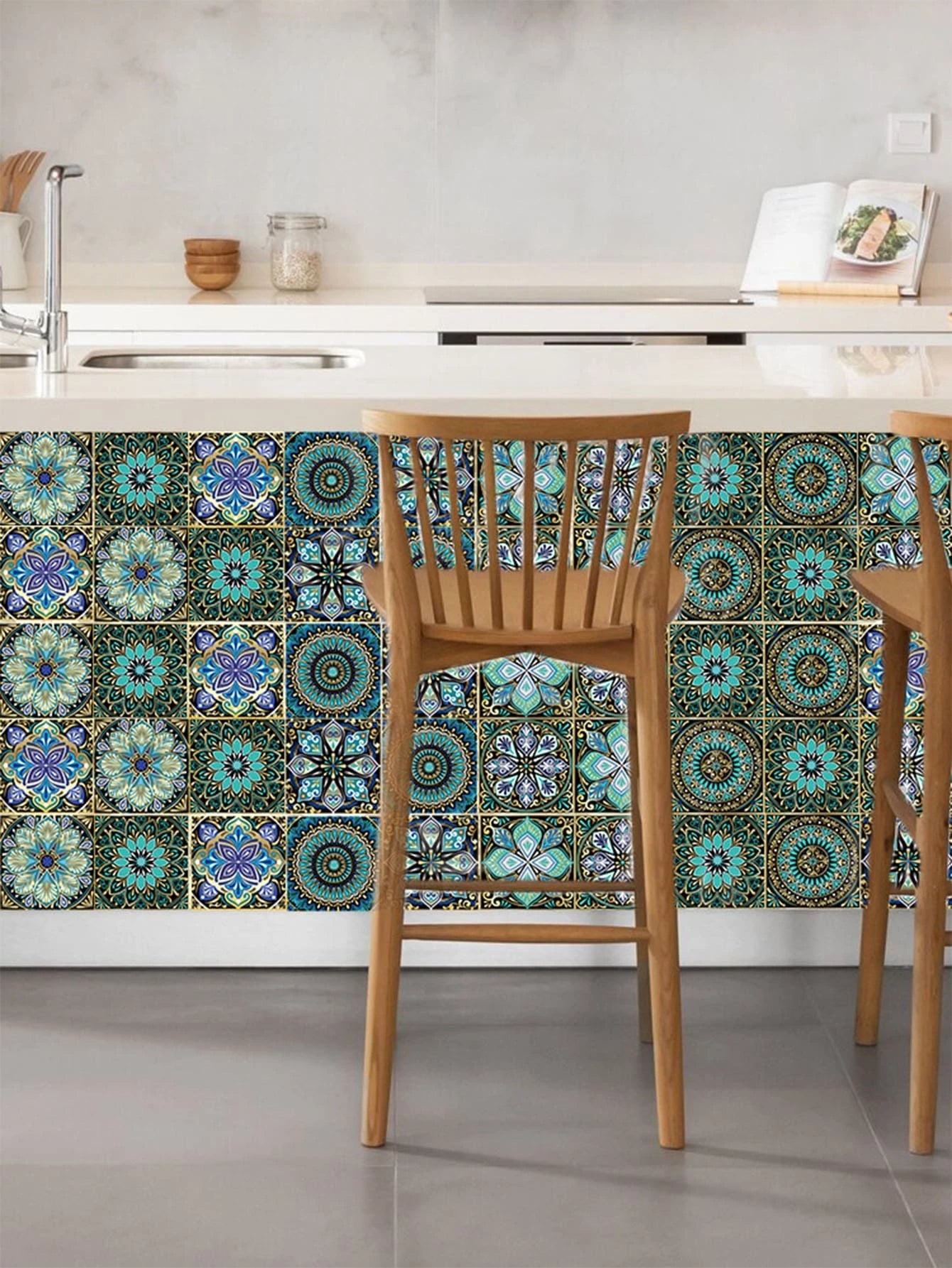 10Pcs/Set Mandala Crystal Hard Film Tiles Wall Stickers, Kitchen Bathroom Wardrobe Decoration Art Mural Waterproof PVC Wall Decal, Renovation Stickers Peel Wall Panels, Wall Paper, Wallpapers, Spring Decoration Items Refresh Your Home, Rama Decoration Stickers